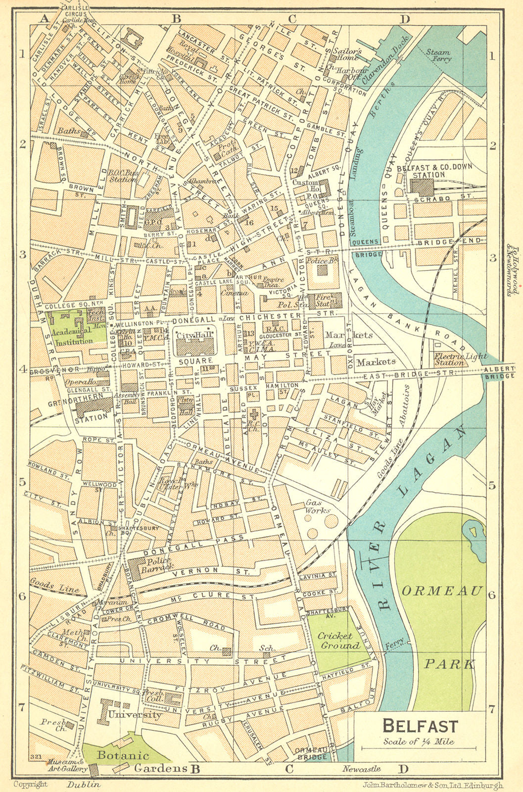IRELAND. Belfast 1932 old vintage map plan chart